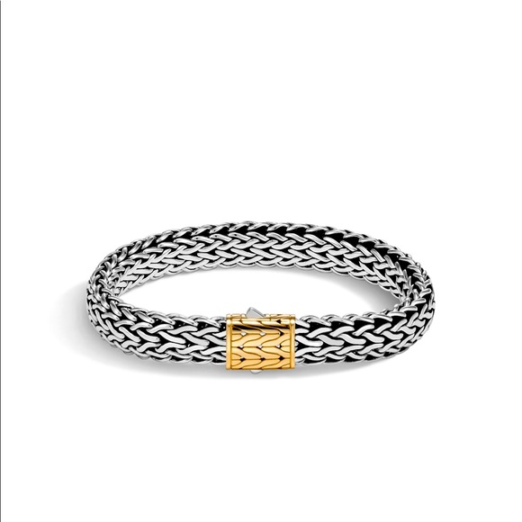 John Hardy Sterling Silver18K Yellow Gold 10mm Wheat Classic Chain Icon Bracelet